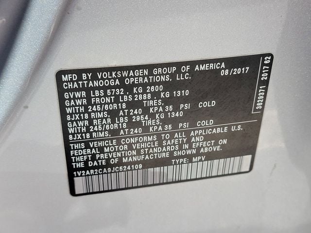 2018 Volkswagen Atlas S