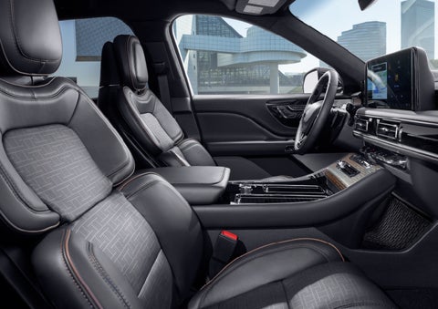 The interior of the 2025 Lincoln Aviator® SUV is shown with sleek black accents. | Lincoln of Cutler Bay in Miami FL